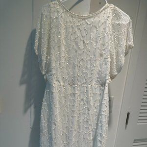 Adrianna Papell white beaded cocktail dress, size 8